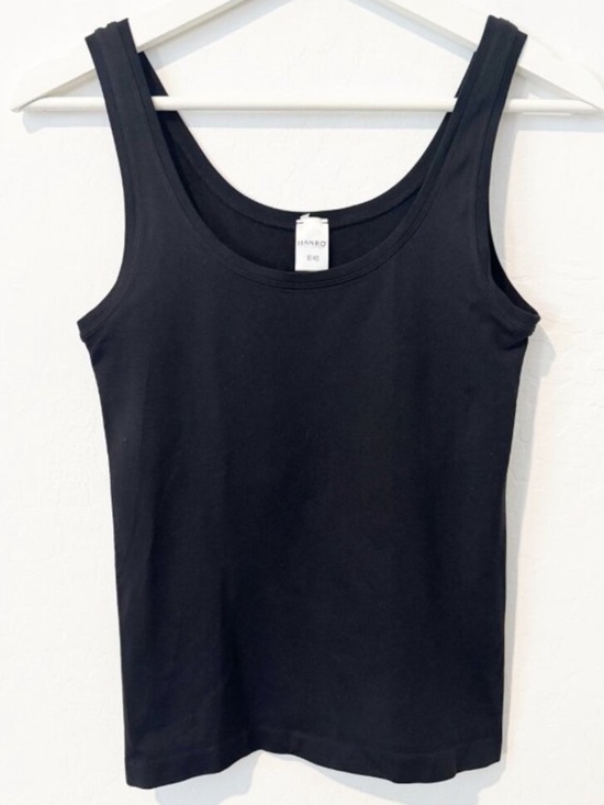 Hanro Tops - Hanro Touch Feeling Round Neck Seamless Stretch Tank Top Black Minimalist Medium